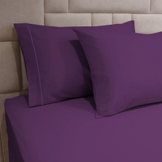 Fieldcrest plain fitted sheet set, cotton, dark purple color, king size, 3 pieces