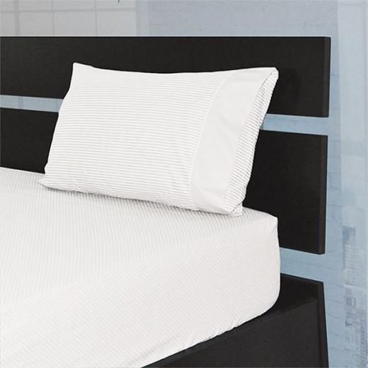 Cannon dots and stripes bed sheet set, white color, queen size, 4 pieces