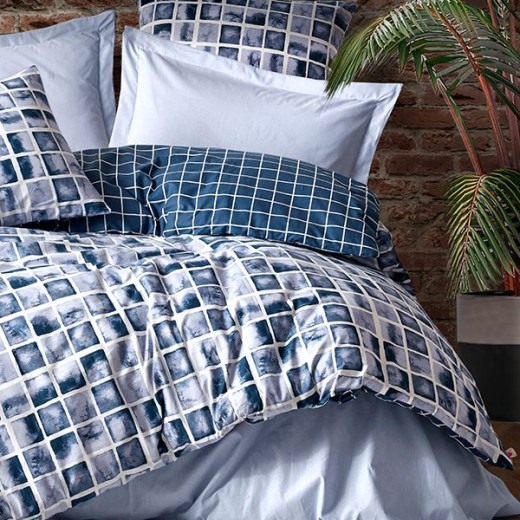 Nova home palo printed comforter set, navy blue color, king size, 6 pieces