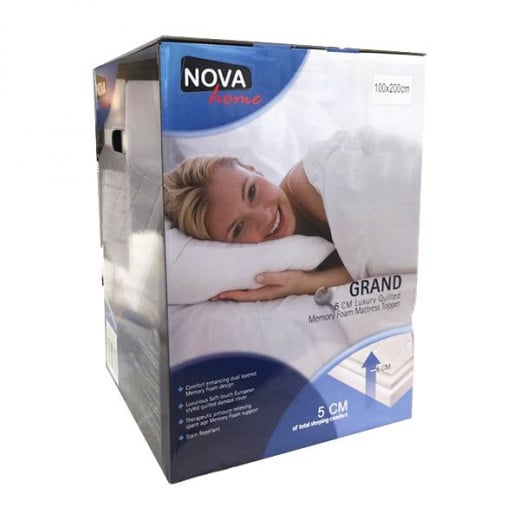 Nova Home Memory Foam Mattress Topper Diamond Stitch, White Color, 180*200 Cm