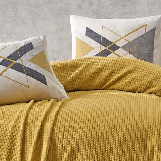 Nova Home Trigon Pique Bedspread Set, Yellow Color, Twin Size, 3 Pieces