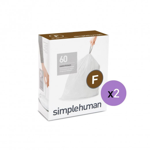 Simplehuman custom fit liners, white color, 25 to 30 liter, code f, 20 pieces