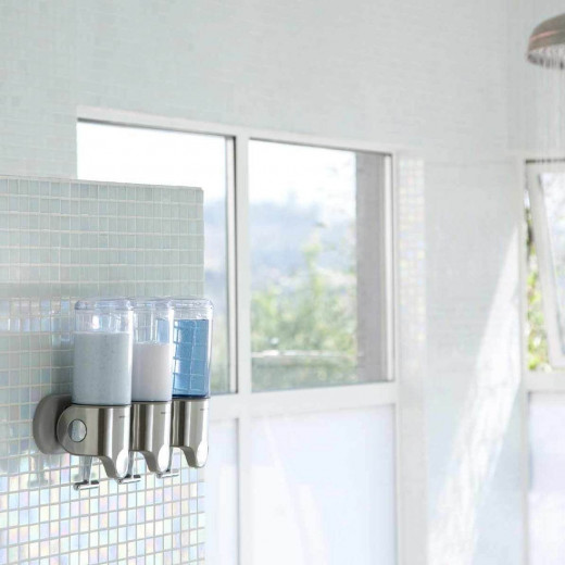 موزع صابون الاستحمام الثلاثي, مصنوع من الفولاذ, باللون الفضي, 443 مل من سيمبل هيومين