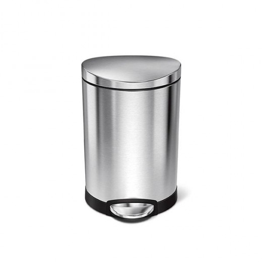 Simplehuman trash bin semi round, stainless steel, brushed, 6 liter