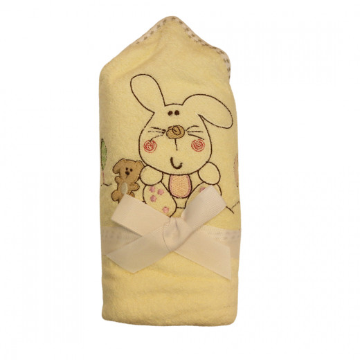 منشفة إستحمام ناعمة للأطفال, بتصميم أرنب, باللون الأبيض