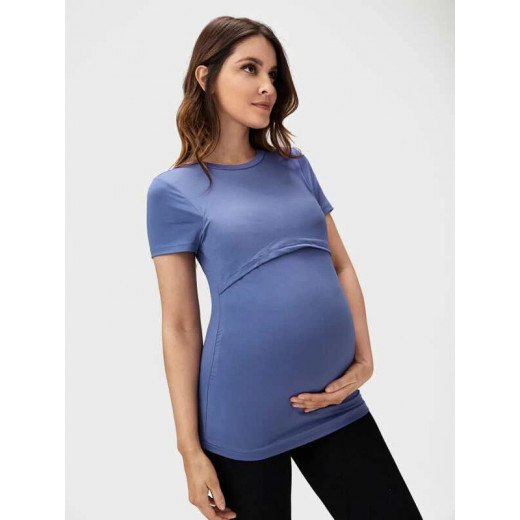 Basic Maternity Nursing Blouse, Blue Color
