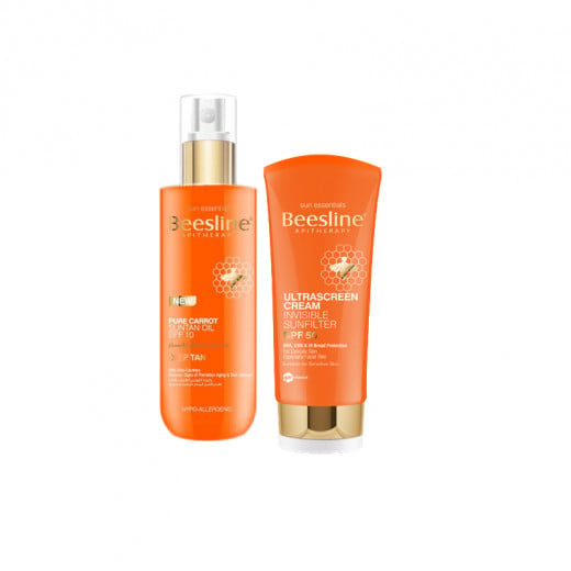Beesline Pure Carrot Suntan Oil + Free Ultrascreen Cream Invisible Sunfilter Spf 50
