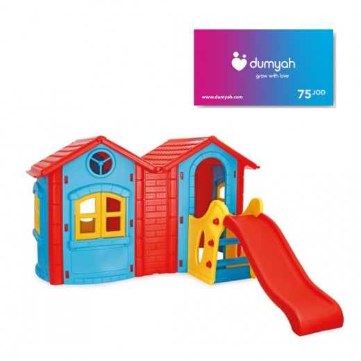 بيت اللعب مع زحليقة للأطفال, 252 × 220 × 131 سم من بيلسان + استرداد نقدي بقيمة 75 دينار من دمية
