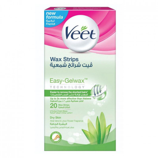Veet Hair Removal Wax Strips for Body, Dry Skin, 20 Pieces