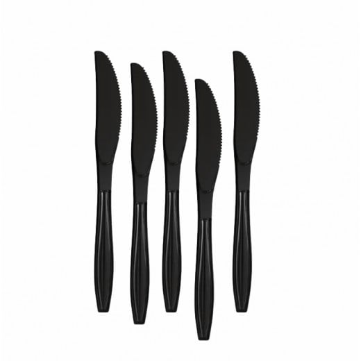 سكاكين بلاستيكية للاستعمال مرة واحدة, باللون الأسود, 25 قطعة