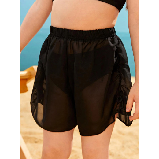 Girls Ruched Tie Side Chiffon Cover Up Shorts