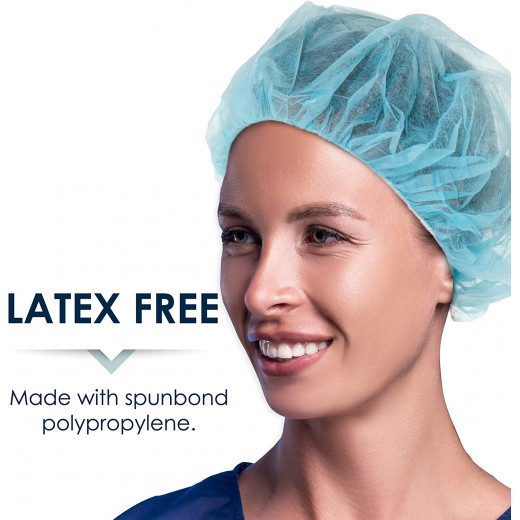 Disposable Surgical Elastic Hair Hat, Blue Color, 100 Pieces