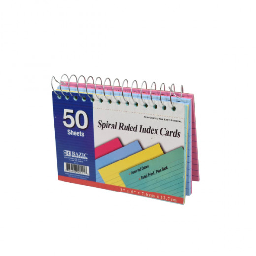Bazic Spiral Bound Ruled Colored Index Card