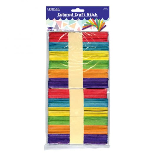 Bazic Jumbo Colored Craft Stick, 100 Sticks, 1 Pack