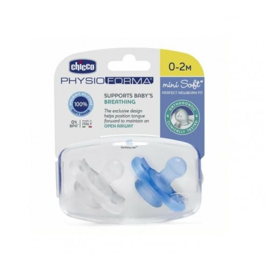 Chicco Pacifier Physio Mini Soft Silicone For Boys, 0-2 Months