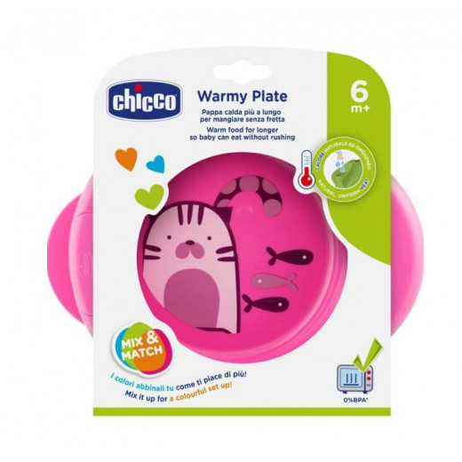 Chicco Warmy Plate For Girls, Pink Color,  +6 Months