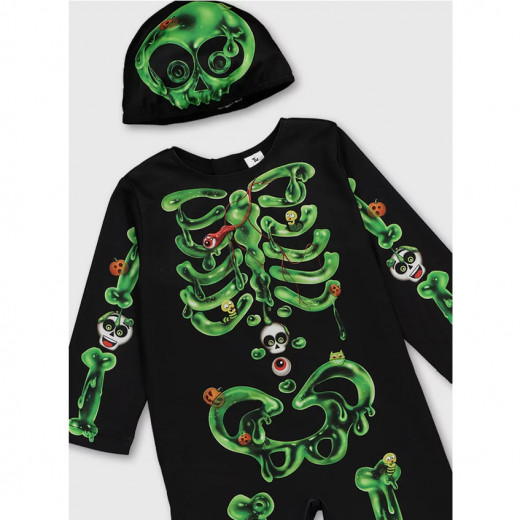 Black Green Skull Costume, 3, 4 Years
