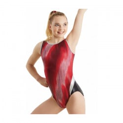 Gymnastics Dress Costume, Brushed Stripes Leotard Design, Red Color