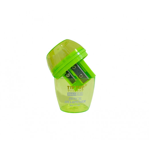 Tip Top Double Holes Pencil Sharpener, Green Color