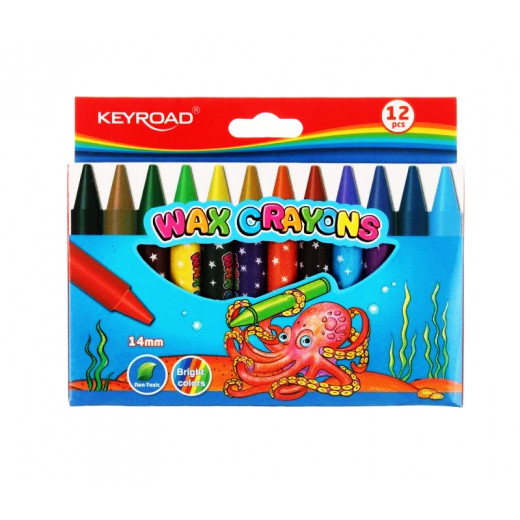 Keyroad Wax Crayon Colors, 12 Colors, 14 Mm