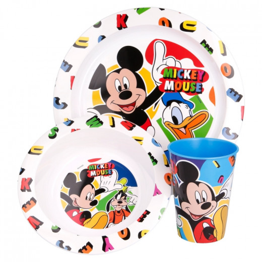 Easy Set Dinnerware, Mickey Mouse Design, 3 Pieces