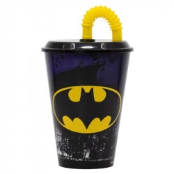 Cup With Tumbler Straw, Batman Design, 430 Ml