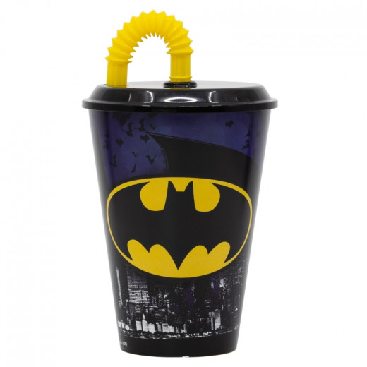 Cup With Tumbler Straw, Batman Design, 430 Ml