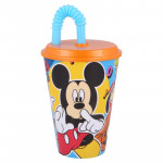 Cup With Tumbler Straw, Mickey Mouse Design, 430 Ml