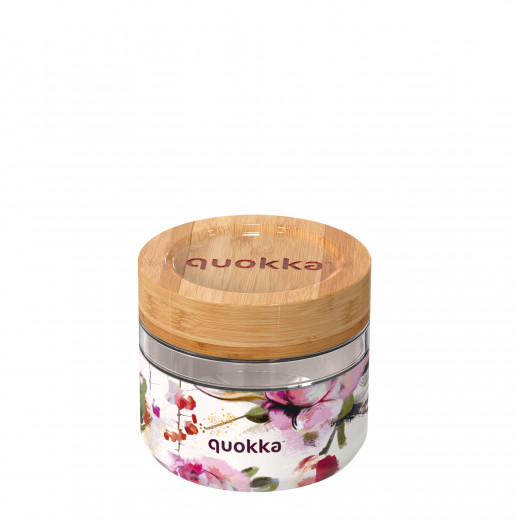 Quokka Glass Container For Food, Flowers Design, 500 Ml