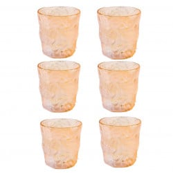 Blinkmax Glass Drinking Cup, Amber Color, 9 Cm, 6 Pieces