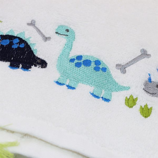 بشكير منشفة مطرز للأطفال, بتصميم الديناصورات, مصنوع من القطن, باللون الازرق من نوفا هوم