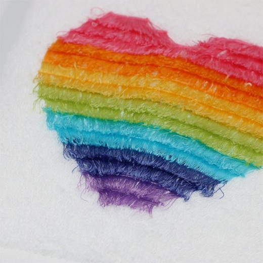 Nova Home Heart Design Kid's Embroidered Towel, Bath Towel, Cotton Jacquard, Multicolor