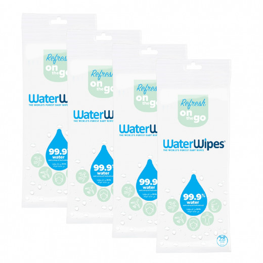 WaterWipes Refresh, on the Go Wipes Baby Wipes, 28 Count, 4 Packs Offer