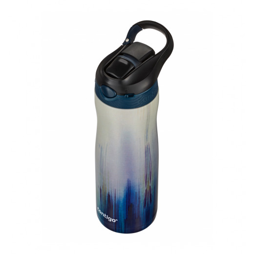 زجاجة مياه من الستانلس ستيل المعزولة، باللون الرمادي والأزرق, 590 مل من كونتيجو