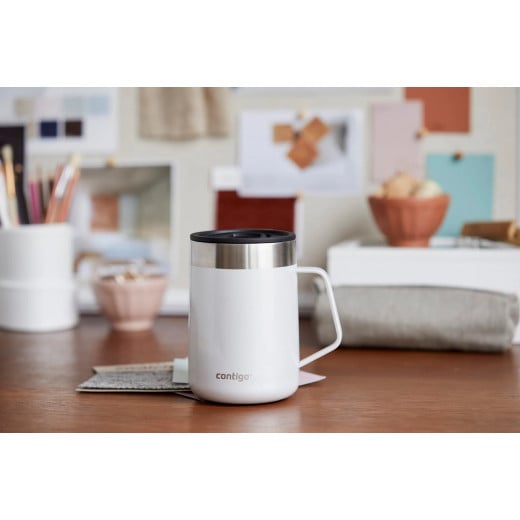 Contigo Vacuum Insulated Stainless Steel Mug With Grip Handle And Lid, White Color, 420 Ml