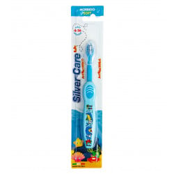 فرشاة أسنان ناعمة للأطفال مع غطاء, باللون الأزرق, 3-36 شهر من سيلفر كير