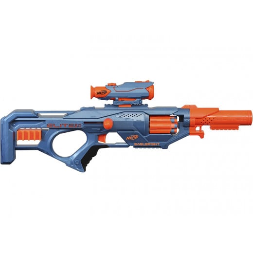Nerf Elite Eaglepoint Blaster With Detachable Scope And Barrel, 8 Drums