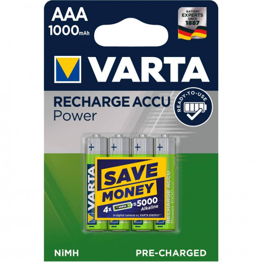 Varta Blisters Of 4 Accumulator/Battery Rechargeable AAA /LR3 1000mAh VARTA