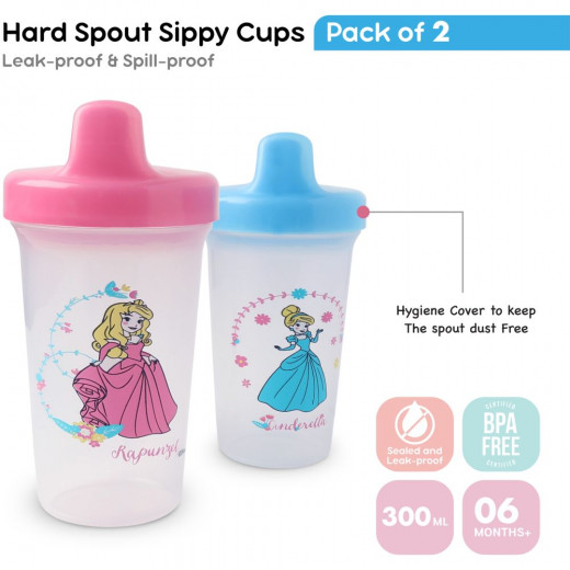 Disney Princess Sippy Cup, Pink Color, Pack of 2, 300 ML