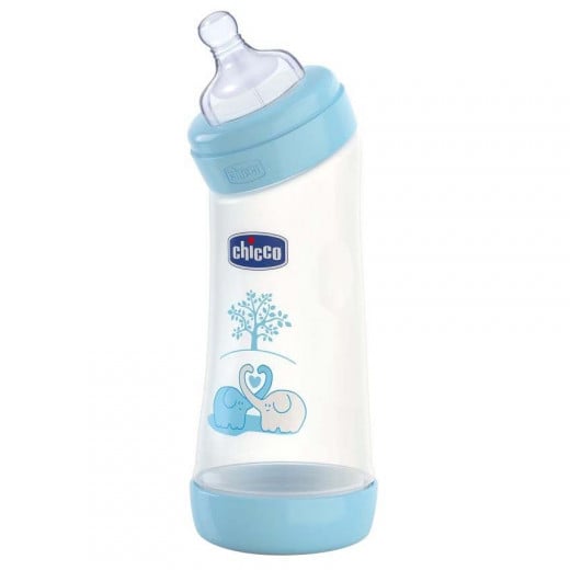 Chicco - Bottle Well Being Angel, BOY 250 Normal Silicone Nipple, Blue