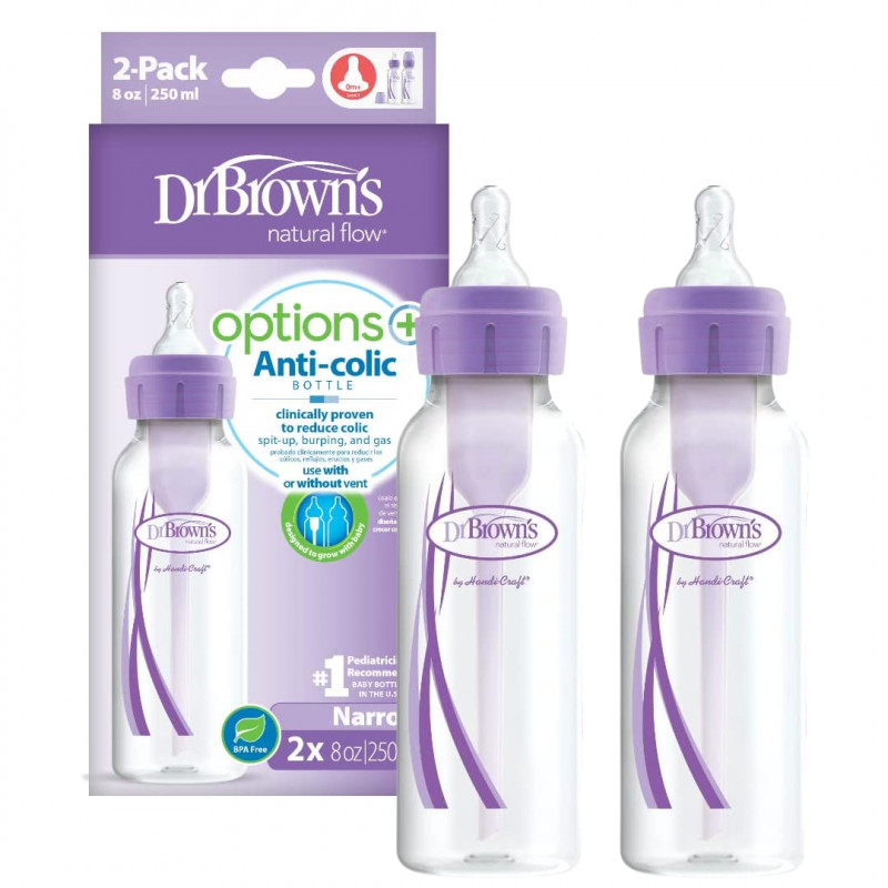 Dr. Brown's Standard-neck Options Baby Bottle - Purple, 2-Pack,250 Ml, Dr.  Brown's, Jordan-Amman