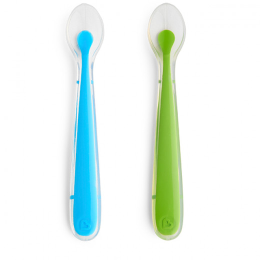 Munchkin Gentle Silicone Spoons - 2 Pack (Green/Blue)