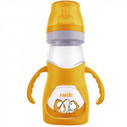 زجاجة رضاعة بلاستيك للاطفال من فارلين ، 180 مل - برتقالي