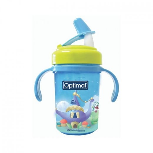 Optimal Silicone Spout Cup With Handle, Blue Color, 250 ML
