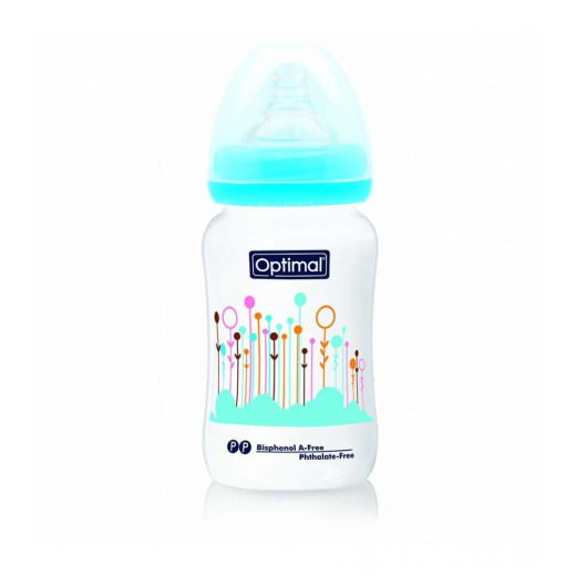 Optimal Wide Neck Baby Bottle, Blue Color, 240 Ml