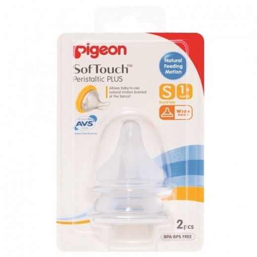 Pigeon SofTouch Peristaltic Plus Wide Neck Nipple S 1+