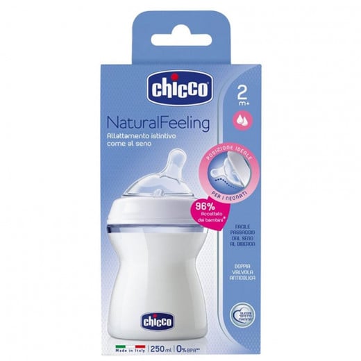 Chicco Natural Feeling +2m Bottle, Medium Flow, 250 ml