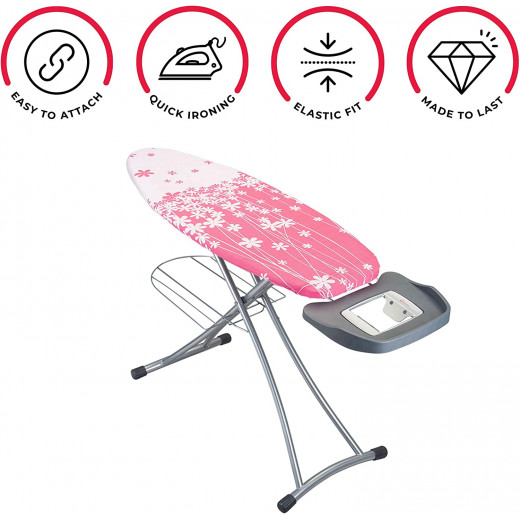 Metaltex Cotton Ironing Board Cover, Spring Garden, Pink Color, 35 X 50 Cm