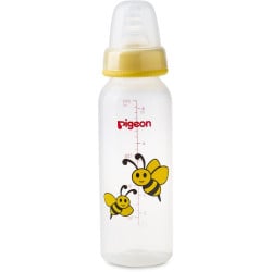 Pigeon Decorated Bottle - (Slim Neck) 240ml 1PC - Yellow