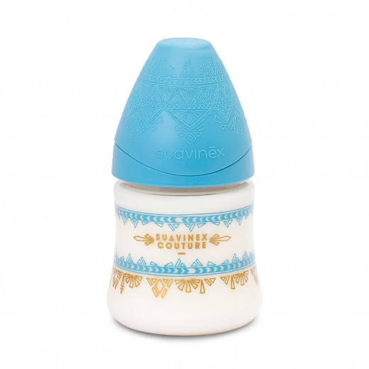 Suavinex Premium Silicone Feeding Bottle, Light Blue Color, 150 Ml